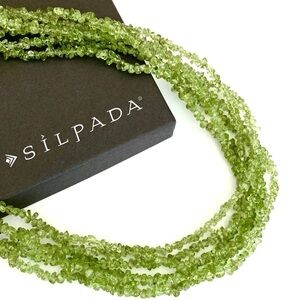 SILPADA Sterling Silver MULTI STRAND PERIDOT Beaded Necklace~#N1402~RETIRED!